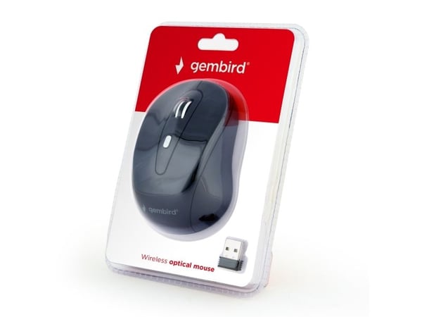 Gembird MUSW-6B-01, Oikeakätinen, Optinen, Langaton RF, 1600 DPI, Musta, Harmaa