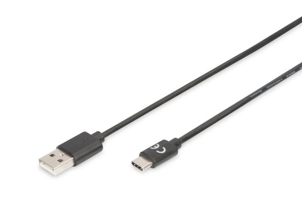 DIGITUS - USB-kabel - USB (hann) til USB-C (hann) - USB 2.0 - 3 A - 1 m - Power Delivery-støtte - svart