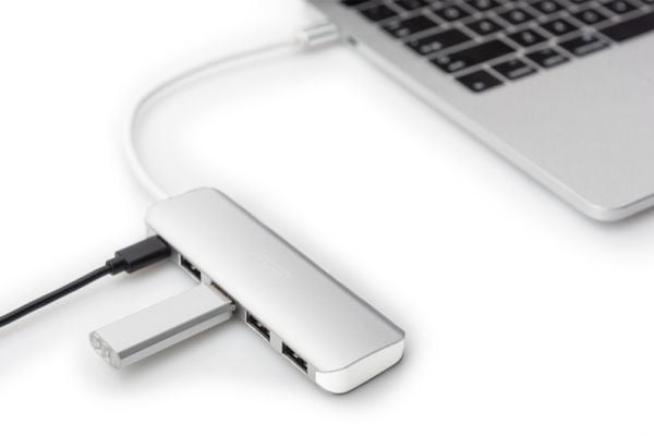 DIGITUS DA-70242-1 - Hub - 4 x SuperSpeed USB 3.0 + 1 x USB-C (strømlevering) - stasjonær