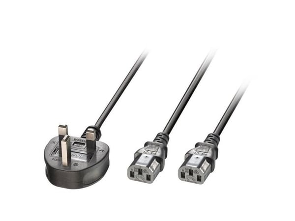 MicroConnect - Strømkabel - Type G (hann) vinklet til power IEC 60320 C13 - AC 250 V - 13 A - 2.5 m - svart