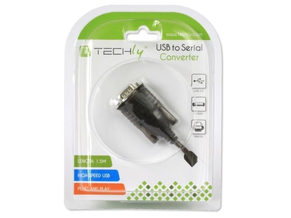 Techly IDATA USB2-SER-1A, Musta, 1,5 m, USB A-tyyppi, DB-9, Uros, Uros
