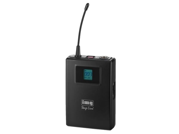 Monacor TXS-900HSE, Kroppspakkesender, 823-832 + 863-865 MHz, 80 - 18000 Hz, 10 mW, LCD, Svart