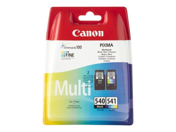 Canon PG-540 / CL-541 Multipack - 2-pack - 8 ml - svart, farge (cyan, magenta, gul) - original - blekkpatron - for PIXMA MG3150, MG3510, MG3550, MG...