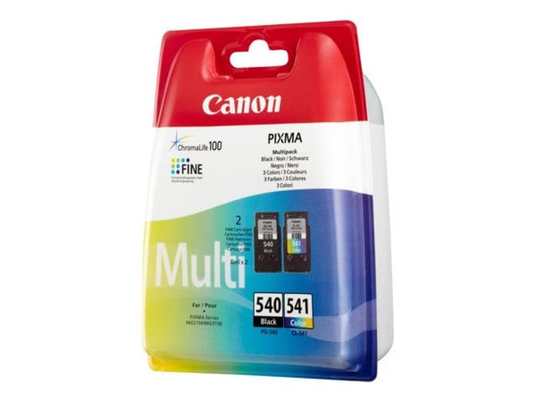 Canon PG-540/CL-541, Perusvärintuotto, musta, Syaani, Magenta, Keltainen, 2 kpl, 2465 sivua, 180 sivua, Monipakkaus