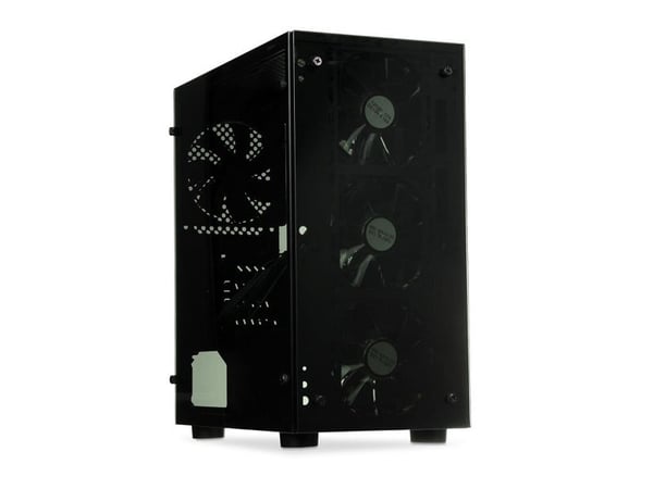 iBox PASSION V4 - Mini-Tower - Hærdet glas  Mini-ATX - ingen strømforsyning - USB/lyd - Sort