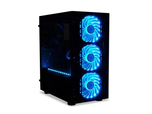 iBox PASSION V4 - Mini-Tower - Hærdet glas  Mini-ATX - ingen strømforsyning - USB/lyd - Sort