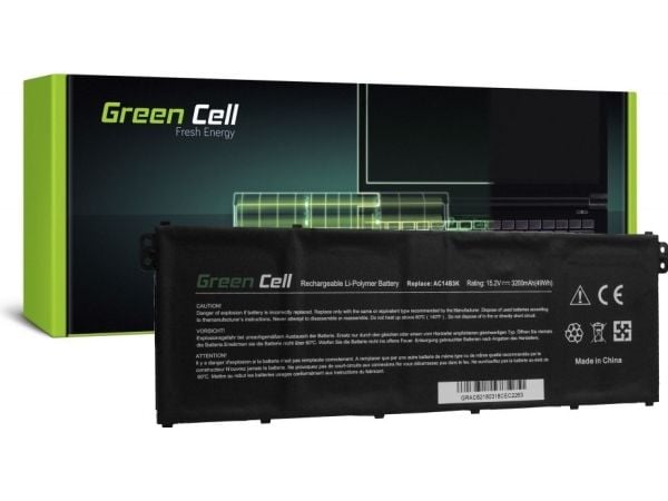 Green Cell - Batteri til bærbar PC (tilsvarer: Acer AC14B3K, Acer AC14B8K) - litiumpolymer - 4-cellers - 3200 mAh - svart