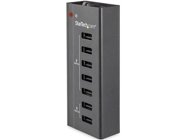 Startech 7 Port USB Charging Station with 5x 1A Ports and 2x 2A Ports - Ladestripe + AC-strømadapter - 5 A - 7 utgangskontakter (USB) - svart - Europa