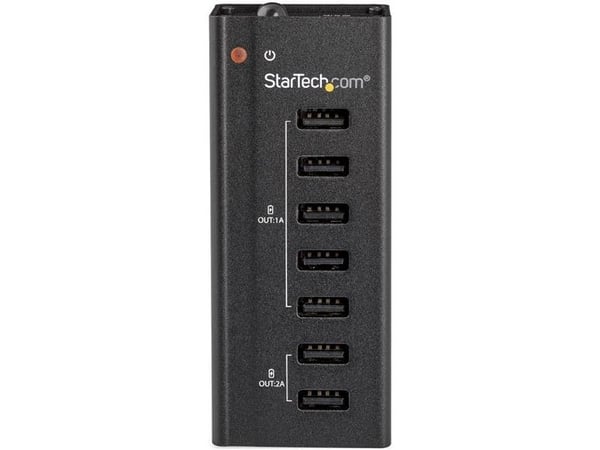 Startech 7 Port USB Charging Station with 5x 1A Ports and 2x 2A Ports - Ladestripe + AC-strømadapter - 5 A - 7 utgangskontakter (USB) - svart - Europa