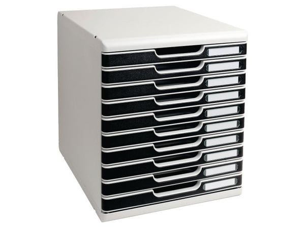 Laatikostokaappi Exacompta Modulo, 10 laatikkoa, A4, musta