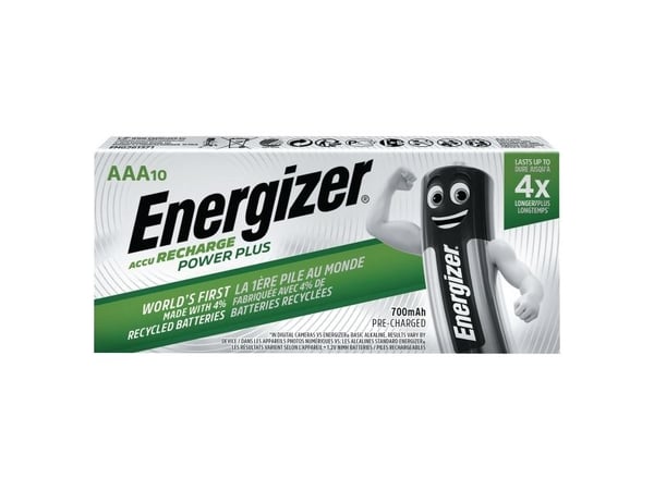 Genopladelige batterier Energizer NIMH AAA, pakke a 10 stk.