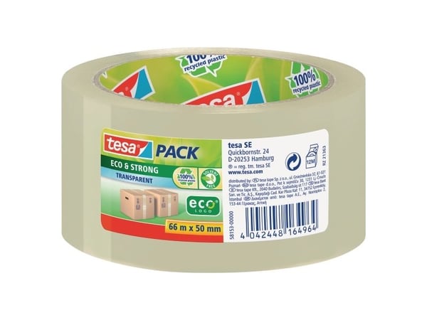Tesapack Eco & Strong - Pakketape - 50 mm x 66 m - polypropylen - transparent