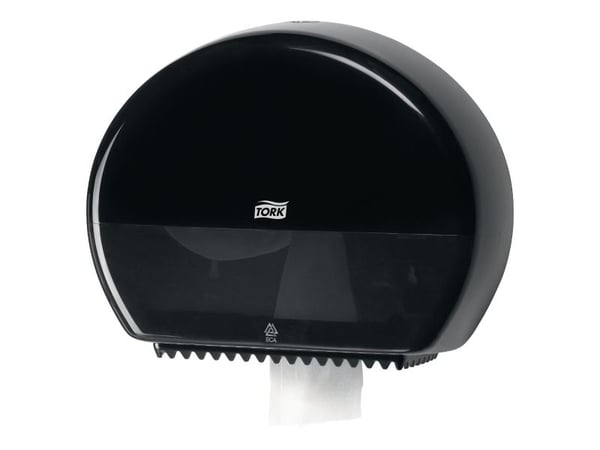 Toiletpapirdispenser ruller, Tork T2 Mini Jumbo, sort 345mmx132mm x 275mm
