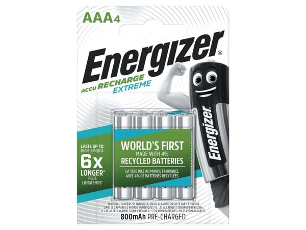 Genopladelige batterier Energizer NIMH AAA, pakke a 4 stk.