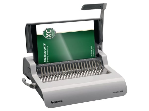 Fellowes Pulsar+ 300, Manuell, 300 ark, Plastkambinding, Grå, Hvit