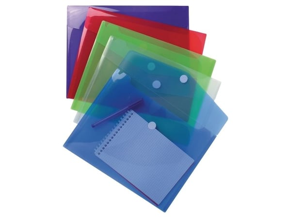 Dokumentmappe, Exacompta, A4, velcro, ass. farver, pakke a 5 stk