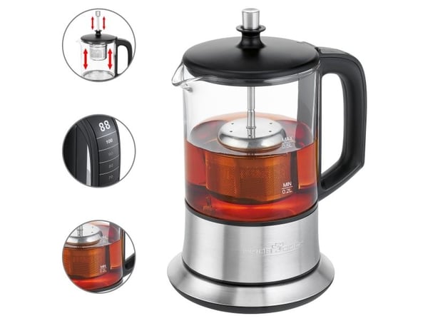 ProfiCook 501165, Svart, Rustfritt stål, Rustfritt stål, 0,5 L, Glass, 70 °C, 100 °C