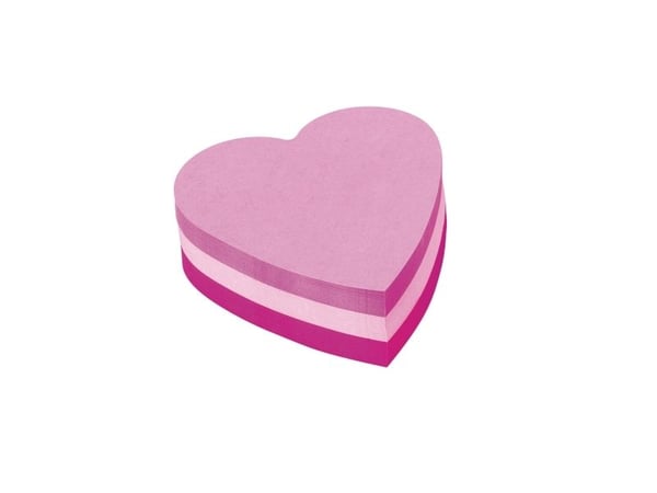 Post-it 2007H - Noter - 70 x 70 mm - hjerte - 225 ark - rosa, fiolett, rosa