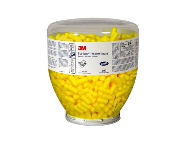 Korvatulpat 3M Ear Soft keltaiset neonväriset, täydennyslataus - (500 parin säiliö)