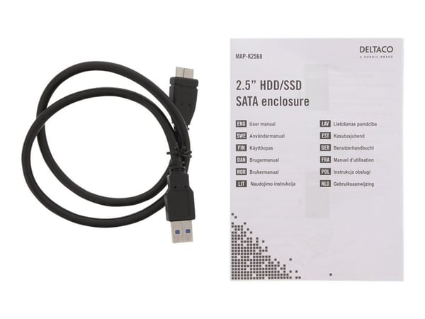 DELTACO MAP-K2568 - Lagringspakke - 2,5" - SATA 6 Gb/s - USB 3.1 (Gen 1)