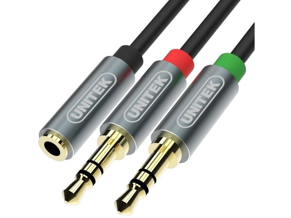 Unitek Y-C957ABK - Audioadapter - minijakk hunn til minijakk hann - 20 cm - grå