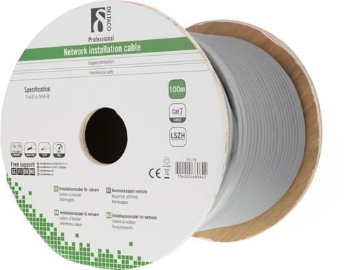 DELTACO TP-70 - Samlet kabel - 100 m - SFTP - CAT 7 - grå
