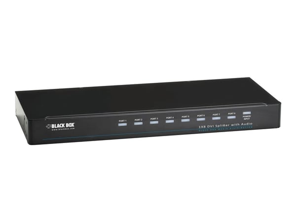 Black Box DVI-D Splitter with Audio and HDCP, 1 x 8 - Video/lyd-splitter - 8 x DVI + 8 x lyd - stasjonær - TAA-samsvar
