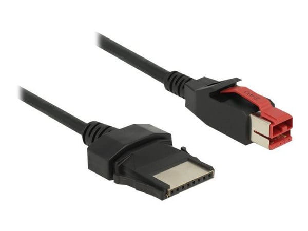 Delock - USB-kabel med egen strömförsörjning - USB PlusPower (24 V) (hane) till 8 stifts (1x8) PoweredUSB-fjärrsida (hane) - 24 V - 2 m - svart