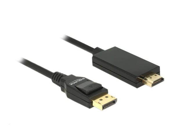 Delock - Adapterkabel - DisplayPort hann til HDMI hann - 2 m - tredobbeltskjermet snodd ledningspar - svart - passiv