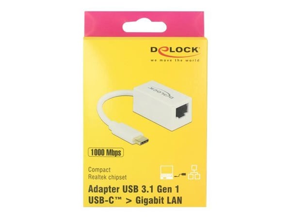 Delock - Nettverksadapter - USB 3.1 Gen 1 - Gigabit Ethernet x 1 - hvit
