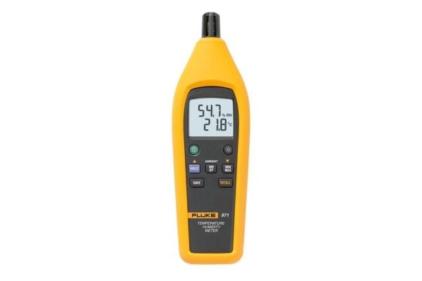 Fluke 971, temperatur- og luftfuktighetsmåler, -20 - 60 °C, 0,5 °C, 5 - 95 %, 2,5 %, svart, gul