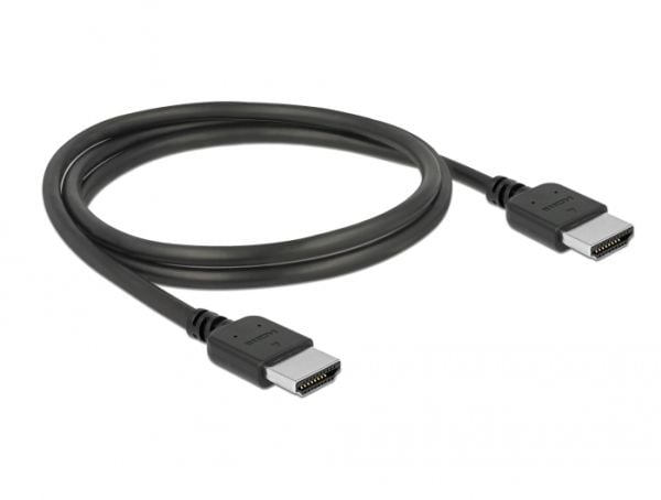 Delock Premium - Premium Highspeed - HDMI-kaapeli Ethernetillä - HDMI-uros HDMI-uros - 1 m - kolminkertaisesti suojattu kierretty parikaapeli - mus...