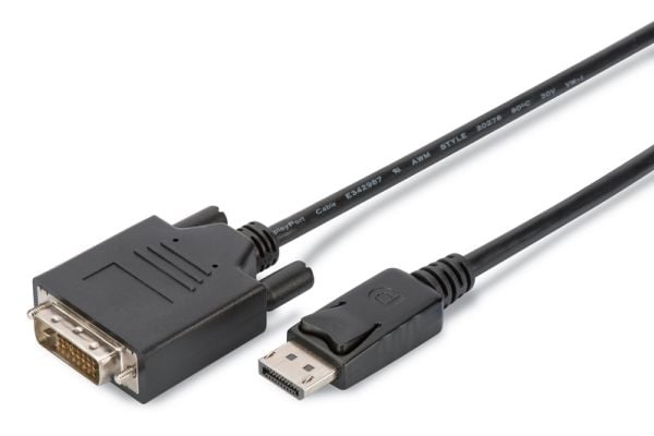 ASSMANN - Adapterkabel - DisplayPort (hann) til DVI-D (hann) - 2 m - 1080p-støtte - svart (en pakke 10)