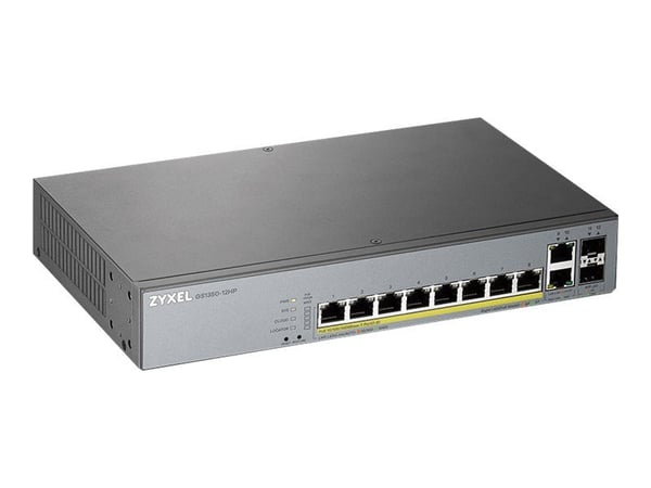 Zyxel GS1350-12HP - Switch - smart - 8 x 10/100/1000 (PoE+) + 2 x 10/100/1000 (opplink) + 2 x Gigabit SFP (opplink) - stasjonær, rackmonterbar - Po...
