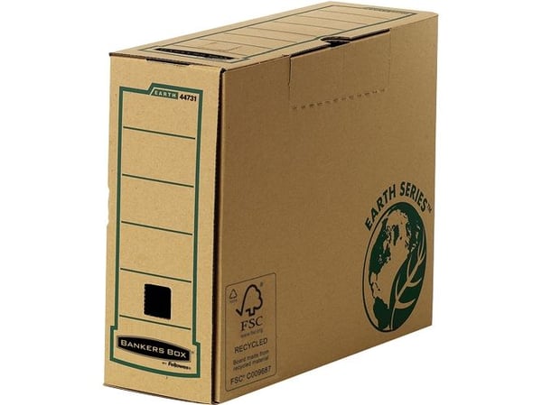 Fellowes BANKERS BOX EARTH arkivboks, brun (B) 100mm laget av 100% resirkulert papp, med låsbar klaff, - 1 stk (4473102)