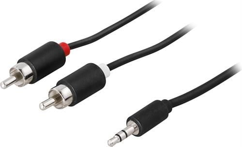 DELTACO - Lydkabel - RCA hann til mini-phone stereo 3.5 mm hann - 2 m - svart