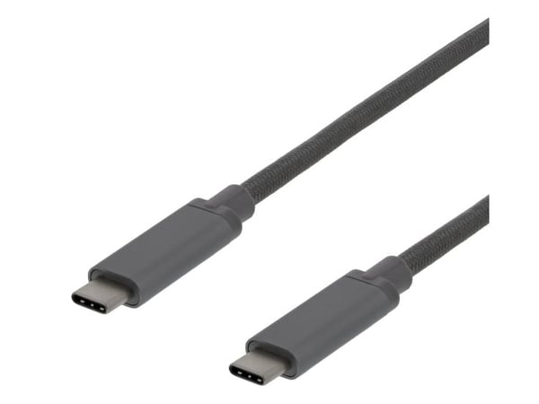 DELTACO USBC-1361 - USB-kabel - USB-C (hann) til USB-C (hann) - USB 3.1 Gen 2 - 50 cm - USB Power Delivery (3A, 60W) - sølv