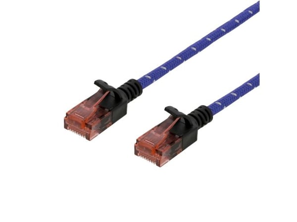 DELTACO - Koblingskabel - RJ-45 (hann) til RJ-45 (hann) - 2 m - UTP - CAT 6a - formstøpt, uten hindringer, flertrådet - hvit, blå
