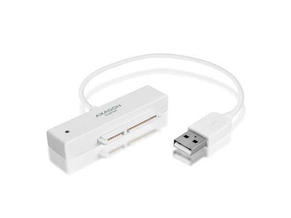 Axagon ADSA-1S, HDD/SSD-kabinett, 2.5", SATA, Serial ATA II, Serial ATA III, 0,48 Gbit/s, USB-tilkobling, Hvit