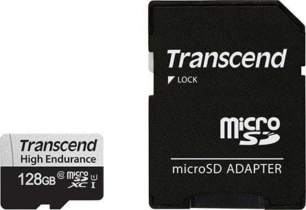 Transcend 350V - Flashminnekort (SD-adapter inkludert) - 128 GB - UHS-I U1 / Class10 - microSDXC UHS-I