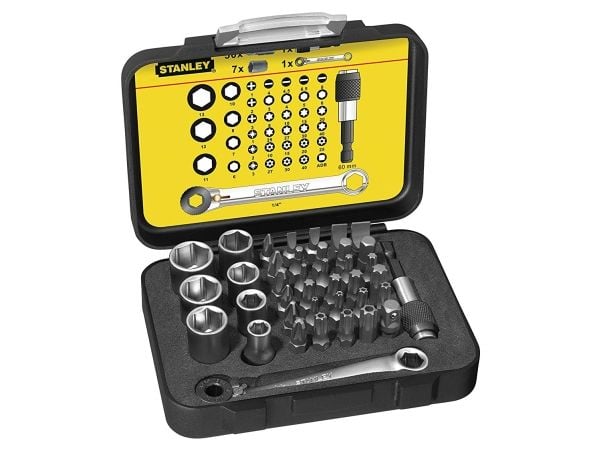 Stanley 1-13-907, 37 stykker, Hexagon, Philips, Pozidriv, Sporet, Tamper torx, Torx, 1/4", PH 0, PH 1, PH 2, PH 3, PH 4, PZ 0, PZ 1, PZ 2, PZ 3, PZ...