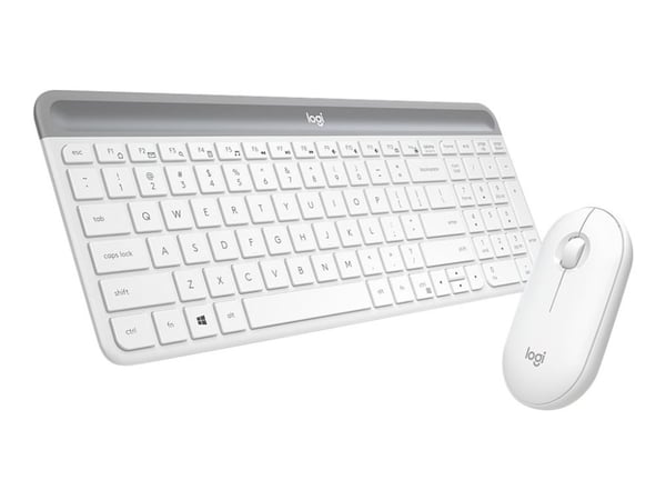 Logitech Slim Wireless Combo MK470 - Tastatur- og mussett - trådløs - 2.4 GHz - US International - elfenbenshvit