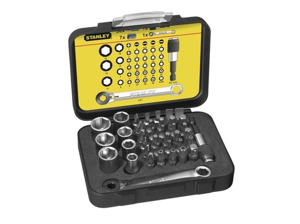 Stanley 1-13-907, 37 stykker, Hexagon, Philips, Pozidriv, Sporet, Tamper torx, Torx, 1/4", PH 0, PH 1, PH 2, PH 3, PH 4, PZ 0, PZ 1, PZ 2, PZ 3, PZ...