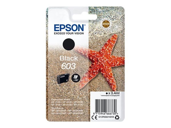Epson Singlepack Black 603 Ink, Perusvärintuotto, 3,4 ml, 1 kpl