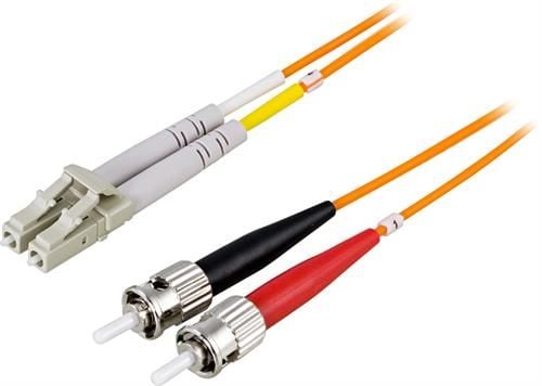 DELTACO - Verkkokaapeli - LC multimode (uros) - ST multimode (uros) - 2 m. - valokuitu