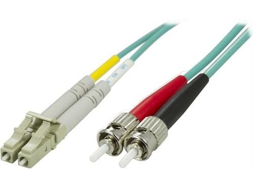 DELTACO - Nettverkskabel - LC multimodus (hann) til ST flermodus (hann) - 1 m - 1 m - fiberoptisk - 50 / 125 mikroner - OM3 - turkis