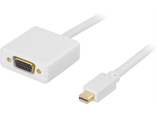 DELTACO - DisplayPort-kabel - Mini DisplayPort (hann) til HD-15 (VGA) (hunn) - 1 m - hvit