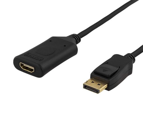 DELTACO DP-HDMI36-K - Adapterkabel - DisplayPort hann til HDMI hunn - 1 m - svart - aktiv
