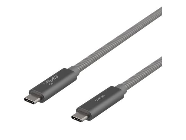 DELTACO USBC-1412M - USB-kaapeli - USB-C (han) til USB-C (han) - USB 3.1 Gen 2 - 5 A - 1 m - USB Power Delivery (5 A, 100 W) - avaruusharmaa - avar...