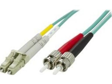 DELTACO - Nettverkskabel - LC multimodus (hann) til ST flermodus (hann) - 2 m - 2 m - fiberoptisk - 50 / 125 mikroner - OM3 - turkis